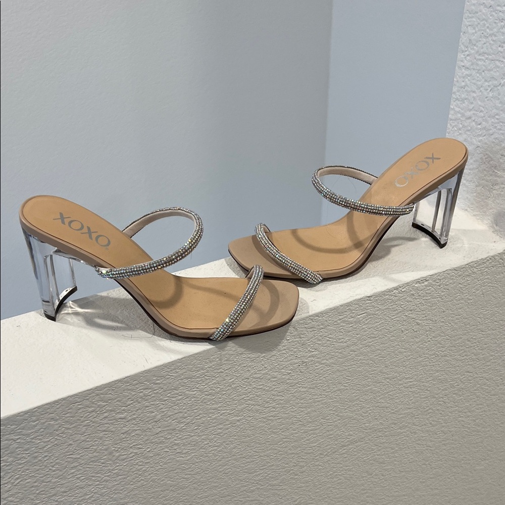 XOXO Metallic Strappy Heels